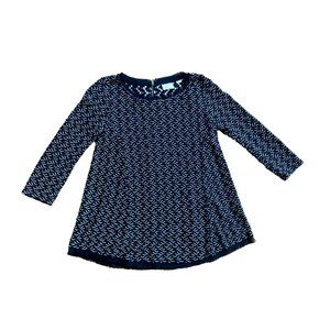 Anthropologie Postmark womens top size XS 3/4 sleeve textured black white wave